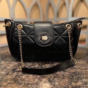 Hello Kitty Black Quilted Shoulder Bag with Gold Accents